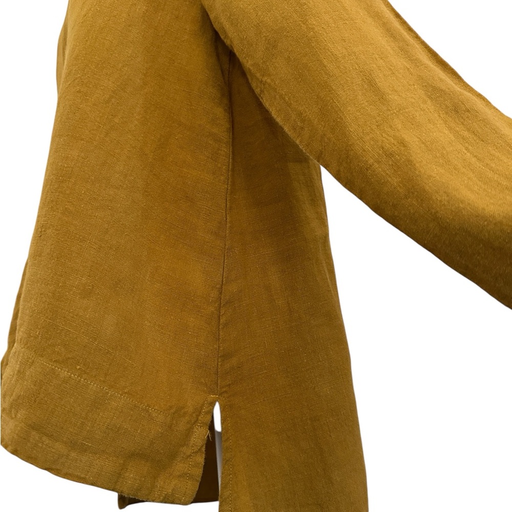 Cut Loose Mustard Linen Hi-Low Tunic Top XS - Picture 4 of 7